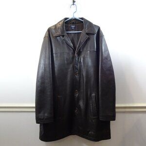 Brooks Brothers Mens Size XL Black Leather Sport Field Jacket Button Closure